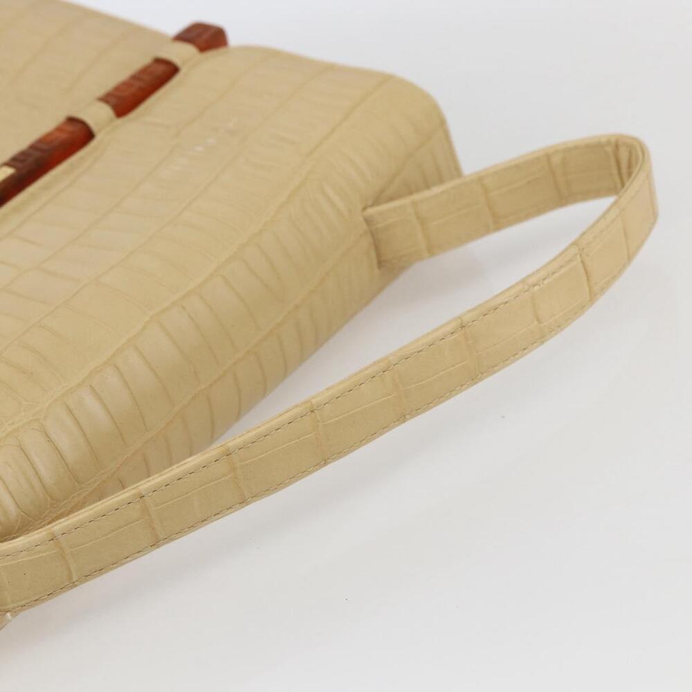 GIVENCHY Hand Bag Embossed leather Beige Gold Auth 160292 - Picture 7 of 16